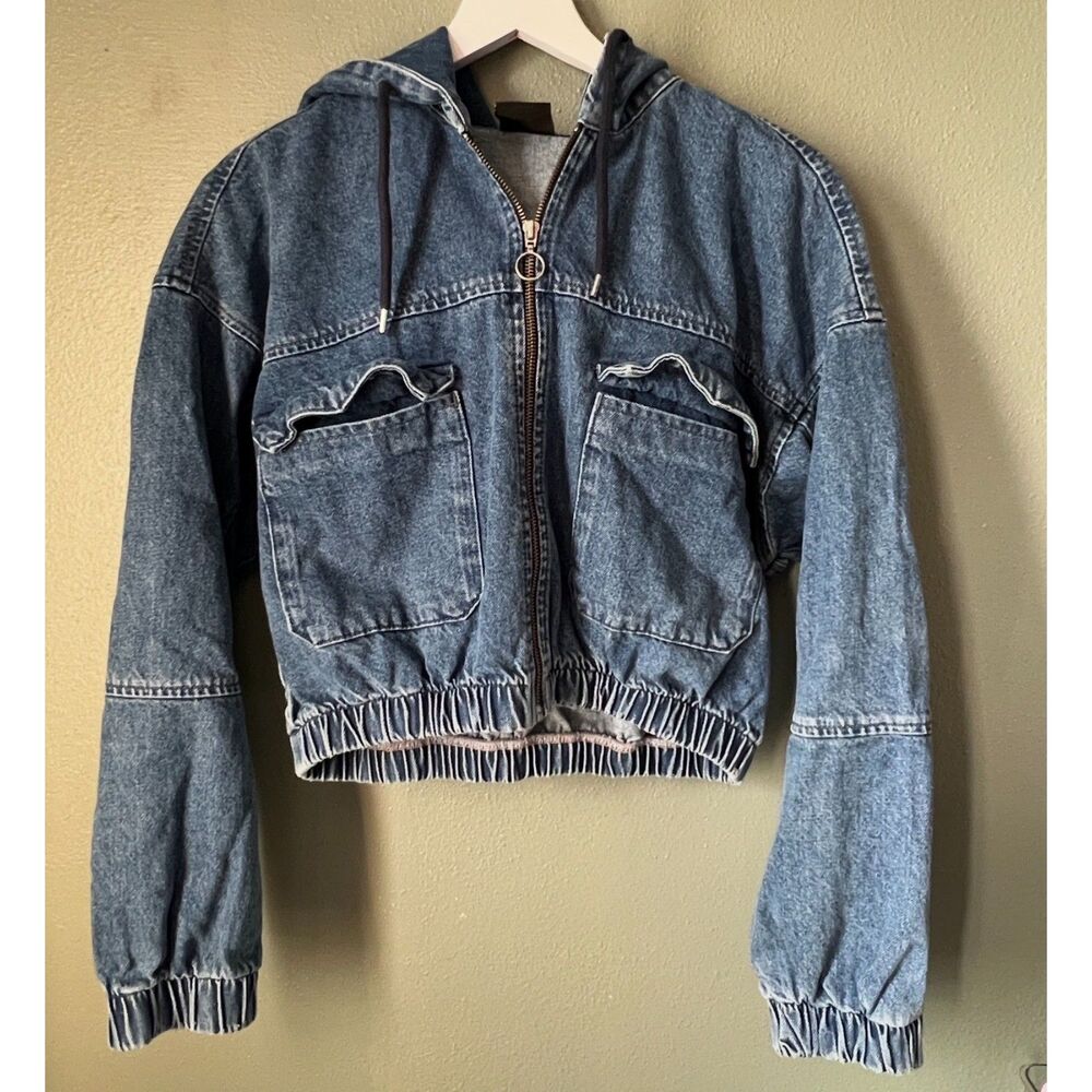 BDG Urban Outfitters Hooded Cropped Denim Jacket Small